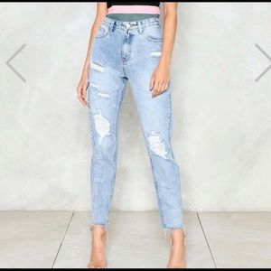NWT! Nasty Gal “Rough Stuff” Distressed Jeans.